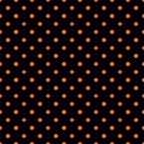 Polka Dots - Dark Orange dots on a black background