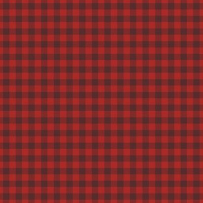 Small Gingham Pattern - Mahogany and Ladybird Red
