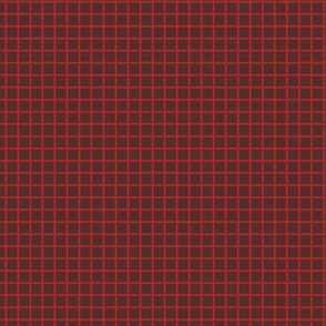 Small Grid Pattern - Mahogany and Ladybird Red