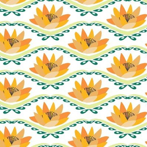 Summer Lotus in Orange, Green
