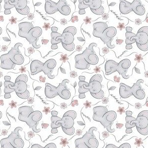 Cute little elephants in smaller scale 1in rotated