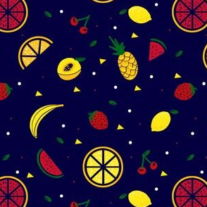 summer fruits Dark Blue