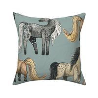 Happy Horse Herd - large on grey blue