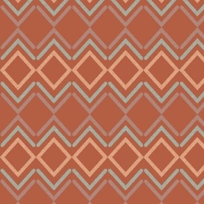 Aztec Pattern Rust Background - Small Scale