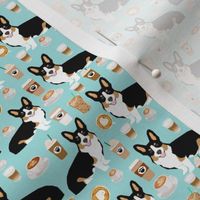 SMALL corgi tri colored corgis and coffees fabric - cute corgi design