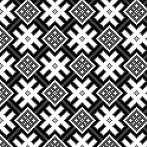 Fertile Land - Ethno Slavic Symbol Folk Pattern - Orepey Sown Field - Obereg Ornament - Black Gray White - Middle Scale  
