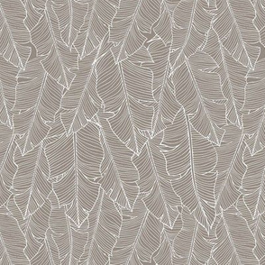 Banana Leaves Line Art Small - Warm Gray