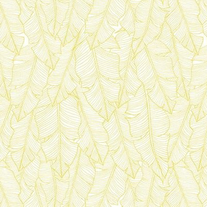 Banana Leaves Line Art - White and Yellow