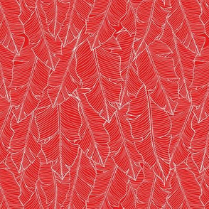 Banana Leaves Line Art Small - Red