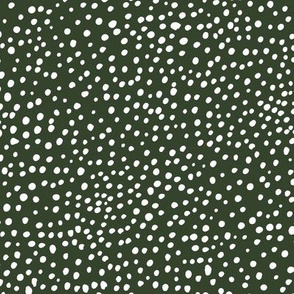 Cheetah wild cat spots boho animal print abstract basic spots and dots in raw ink cheetah dalmatian neutral nursery dark forest green white