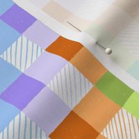 Pencil scribble gingham in blue, orange and green