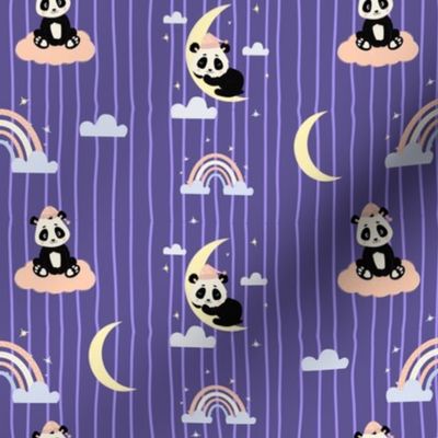 Purple pandas bedtime  stripes