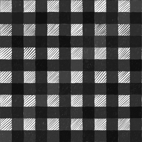 Pencil scribble gingham in black and white