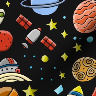  Space Background. Planets of the solar system. Rockets and astronauts