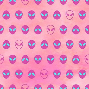 Space Art Deco Aliens Hot Pink and Turquise Medium scale