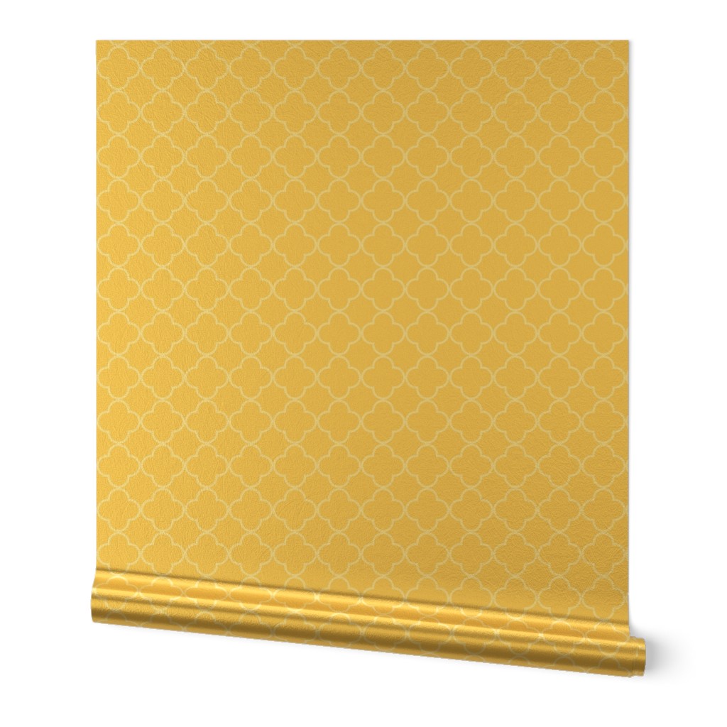 Bigger Scale - Yellow and White Quatrefoil  - Hen Party Coordinate  on Butter Yellow