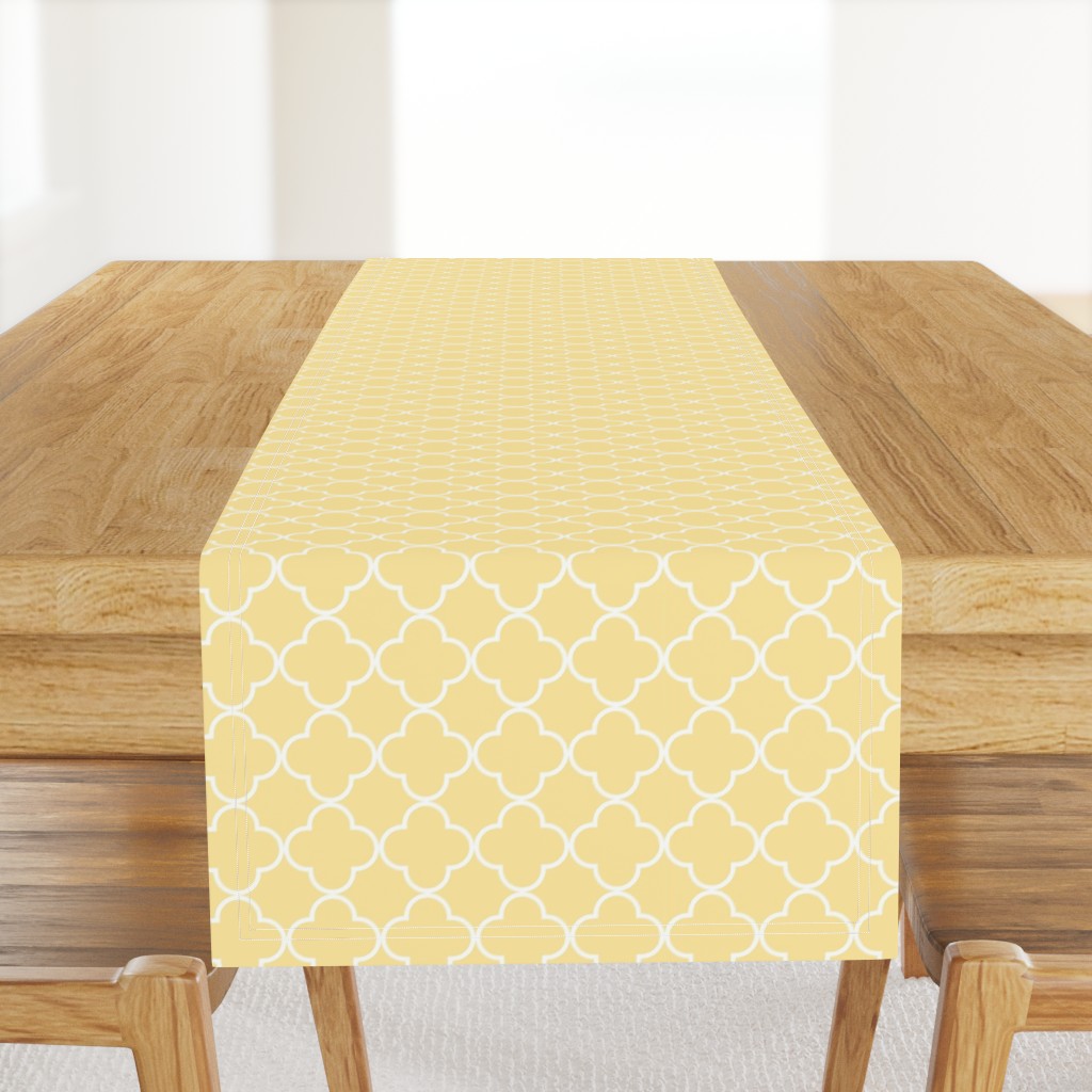 Bigger Scale - Yellow and White Quatrefoil  - Hen Party Coordinate  on Butter Yellow