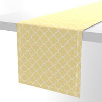 Bigger Scale - Yellow and White Quatrefoil  - Hen Party Coordinate  on Butter Yellow