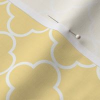 Bigger Scale - Yellow and White Quatrefoil  - Hen Party Coordinate  on Butter Yellow