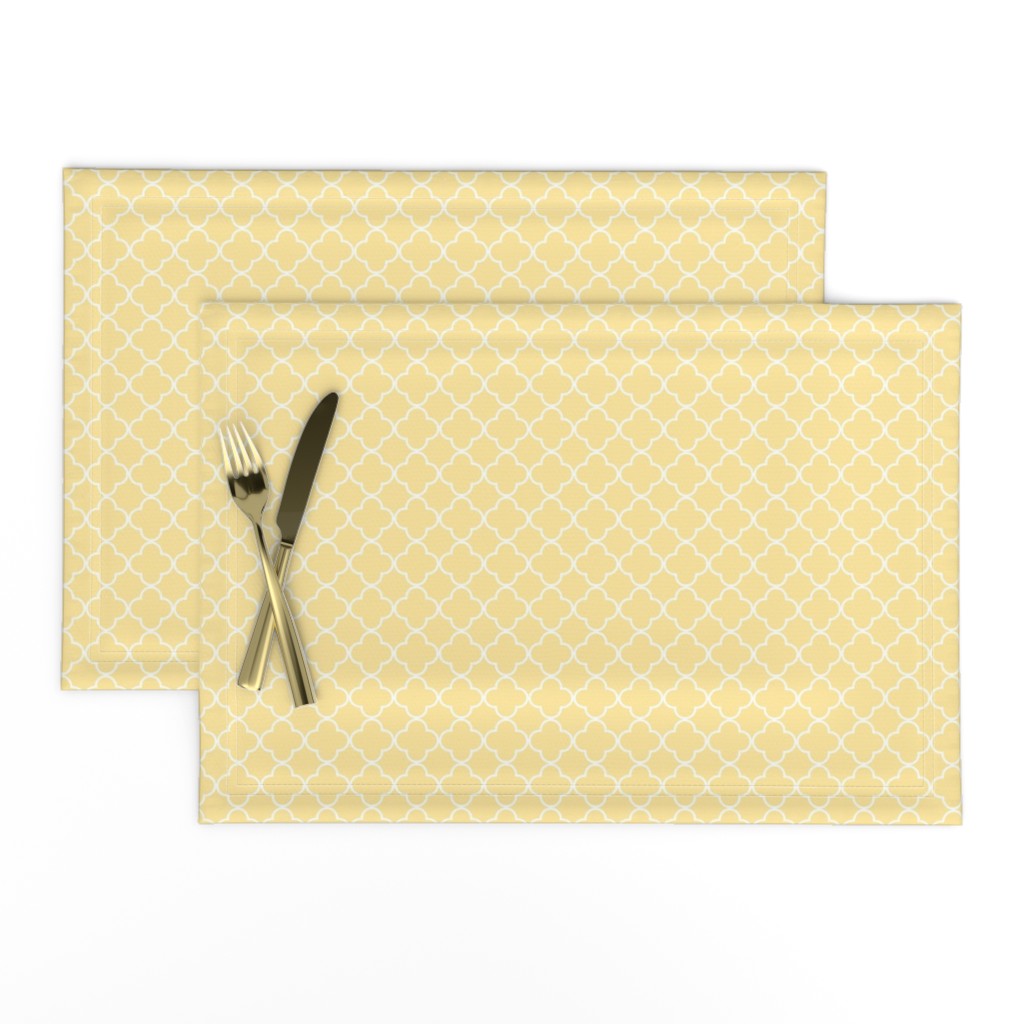 Smaller Scale - Yellow and White Quatrefoil  - Hen Party Coordinate  on Butter Yellow