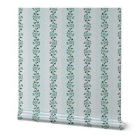 Bigger Scale Shabby Aqua Roses - Pale Aqua Stripes