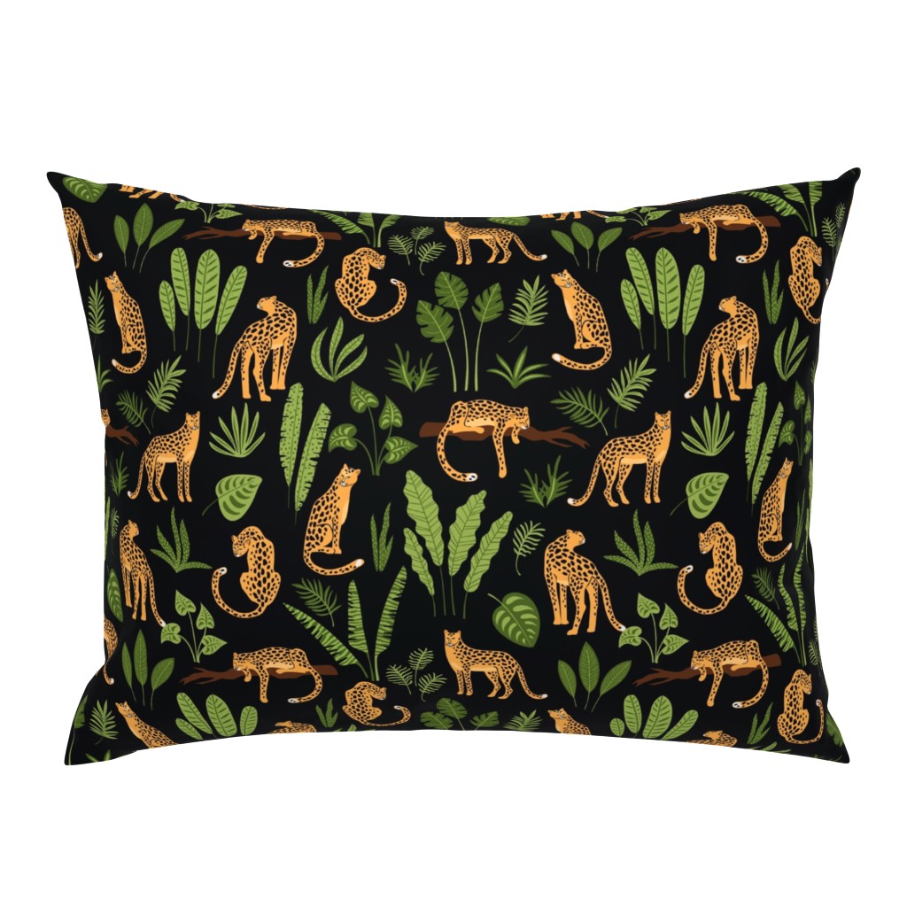 Large Scale Leopard Wild Cats in the Jungle Orange Brown Green Safari 