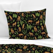 Large Scale Leopard Wild Cats in the Jungle Orange Brown Green Safari 