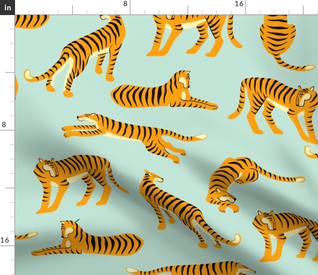 Large Scale Wild Tiger Cats Tropical Jungle Safari Orange Black Stripes
