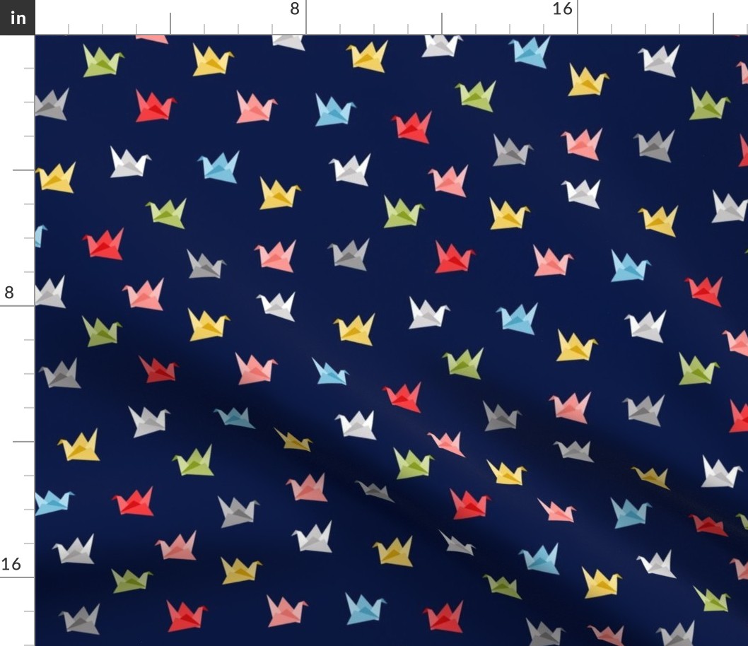 Origami birds - navy blue