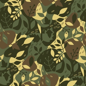 Bigger Floral Camo Camouflage in Moss Olive Tan Brown