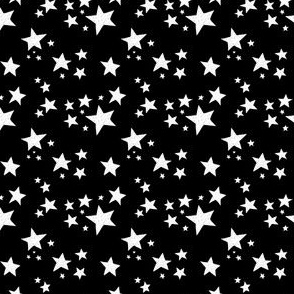 Doodle Stars on Black // Small Scale