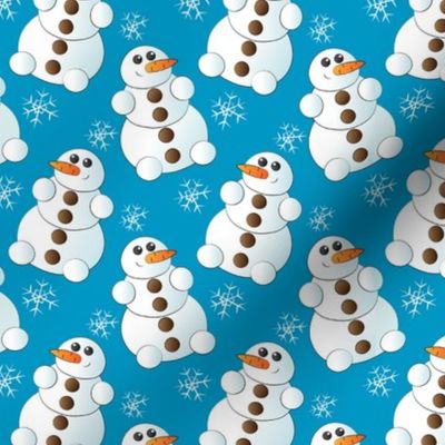 Smaller Fat Marshmallow Snowmen on Blue