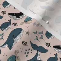 Sweet deep sea creatures whale fish coral and turtles ocean kids theme