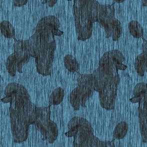 Custom Light Black Poodles in Blue Rain