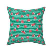 Watermelon and seeds - over green stripes 