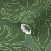 Green wedding - romantic art nouveau love wallpaper