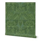 Green wedding - romantic art nouveau love wallpaper