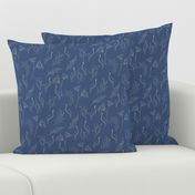 Transitional French country chic Grey heron birds on  blue  botanical