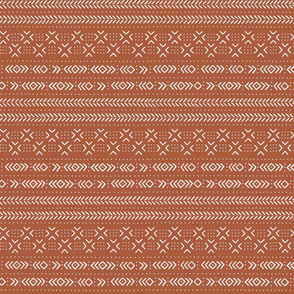 Mudcloth - rust brown and white - medium scale