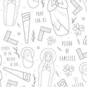 Catholic St. Joseph and the Holy Family // Color the Saints