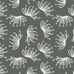 Umbellifer Flowers in Olive and Cream