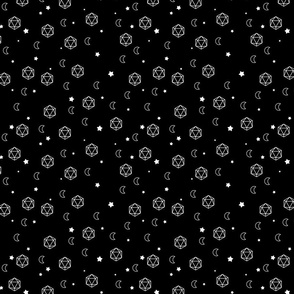 Dungeons and Dragons Black and white d20 Night sky