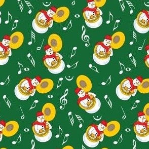 Snowman Tuba Music Notes Green