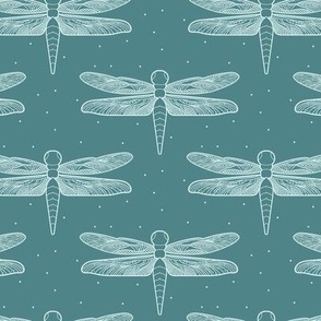 Small Detailed Dragonfly Teal Blue Green Dragonflies Damselfly Flying Insect