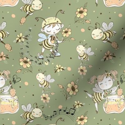 green bees symphony music floral