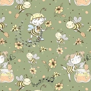 green bees symphony music floral