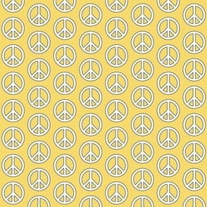 tiny white peace signs on yellow 