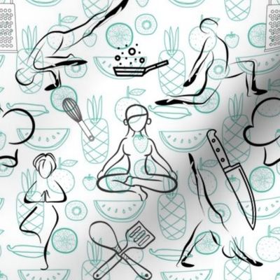 Tea towels with yoga and cooking