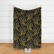 Waving Wheat Fields - Neo Art Deco - black and yellow ochre - extra large scale