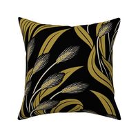 Waving Wheat Fields - Neo Art Deco - black and yellow ochre - extra large scale